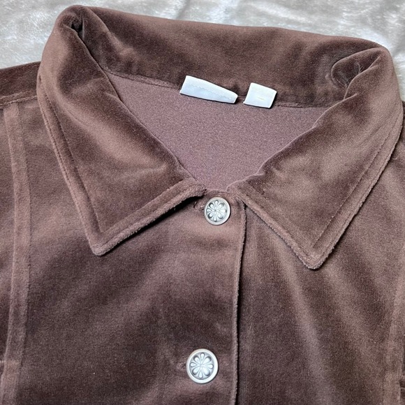 Cato Velour Button Front Jacket Womens 22-24W Brown Plus Size Casual Boho Fall - Picture 15 of 15